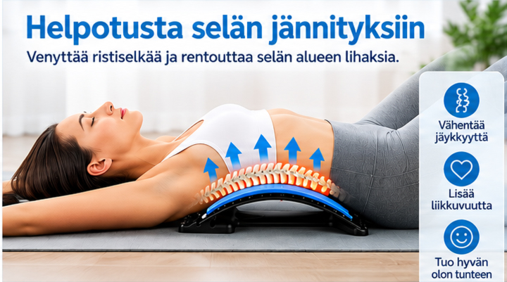 Säädettävä selänvenytin ja ristiselän hierontatuki